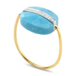 BAGUE AURORE TURQUOISE ET DIAMANTS OR JAUNE