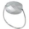 BAGUE OR BLANC COUSSIN PIERRE DE LUNE GRISE