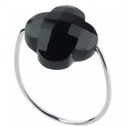 BAGUE OR BLANC TREFLE ONYX
