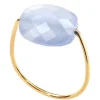 BAGUE OR JAUNE COUSSIN AGATE BLEUE DENTELLE
