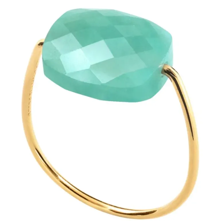 BAGUE OR JAUNE COUSSIN AMAZONITE