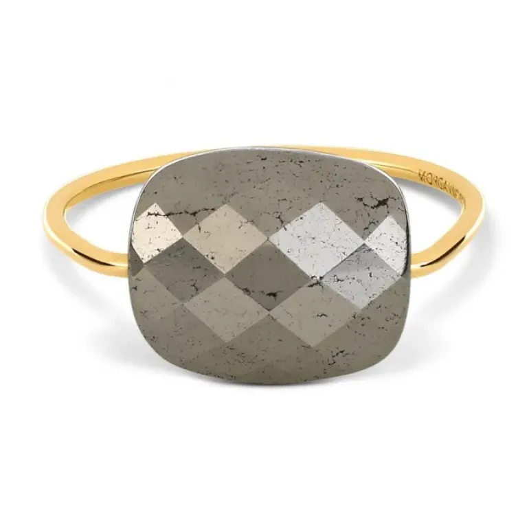 BAGUE OR JAUNE PYRITE COUSSIN