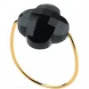 BAGUE OR JAUNE TREFLE ONYX