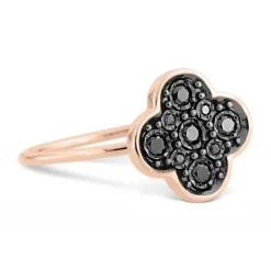 BAGUE SERTI DIAMANTS NOIRS OR ROSE