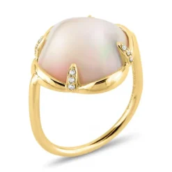 BAGUE SONGE OPALE ETHIOPIENNE + DIAMANTS OR JAUNE