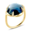 BAGUE SONGE TOPAZE BLUE LONDON + DIAMANTS OR JAUNE