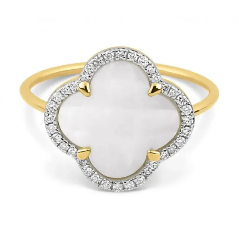 BAGUE VICTORIA DIAMANTS NACRE BLANCHE + DIAMANTS OR JAUNE
