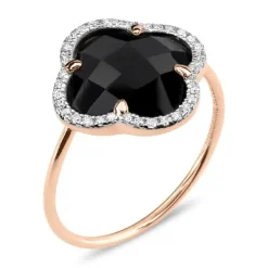BAGUE VICTORIA DIAMANTS ONYX + DIAMANTS OR ROSE