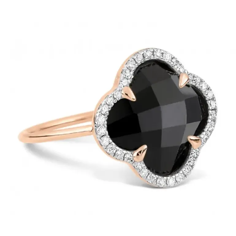 BAGUE VICTORIA DIAMANTS ONYX + DIAMANTS OR ROSE