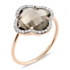BAGUE VICTORIA DIAMANTS QUARTZ FUME + DIAMANTS OR ROSE