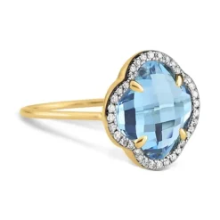 BAGUE VICTORIA DIAMANTS TOPAZE (swiss blue) + DIAMANTS OR JAUNE