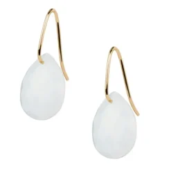 BOUCLE D'OREILLE ALMA OR JAUNE ET AGATE BLANCHE