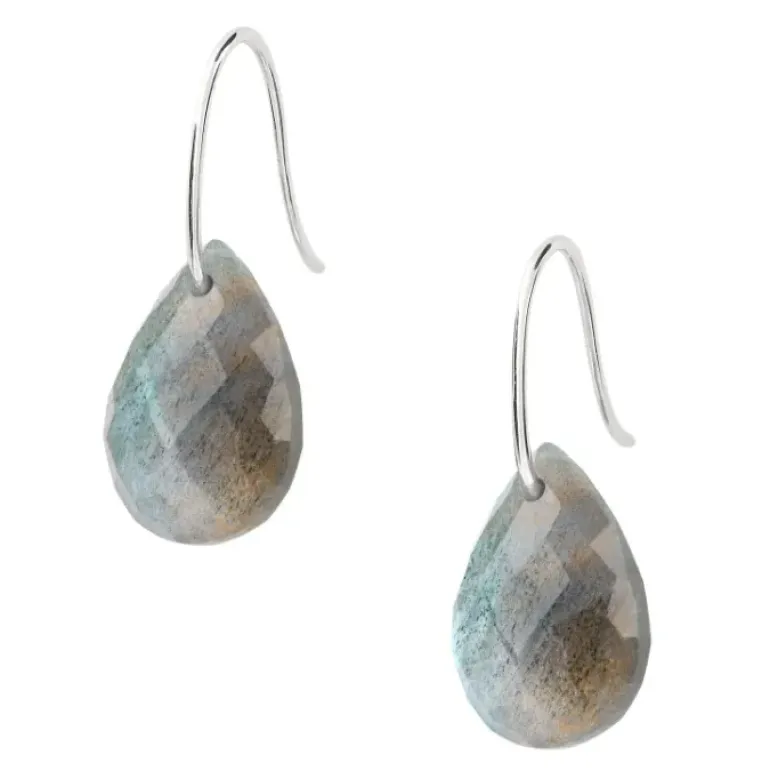BOUCLES D'OREILLES ALMA OR BLANC LABRADORITE