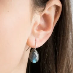 BOUCLES D'OREILLES ALMA OR BLANC LABRADORITE