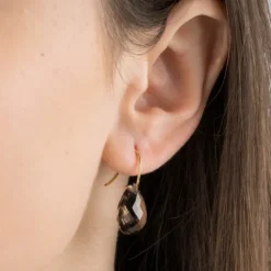 BOUCLES D'OREILLES ALMA OR JAUNE QUARTZ FUME