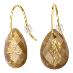 BOUCLES D'OREILLES ALMA OR JAUNE PIERRE DE SOLEIL