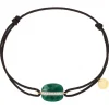 BRACELET AURORE CORDON CHOCOLAT AGATE VERTE COUSSIN + DIAMANTS OR JAUNE