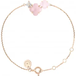 BRACELET BOUQUET OPALE ET QUARTZ ROSE + DIAMANTS OR ROSE