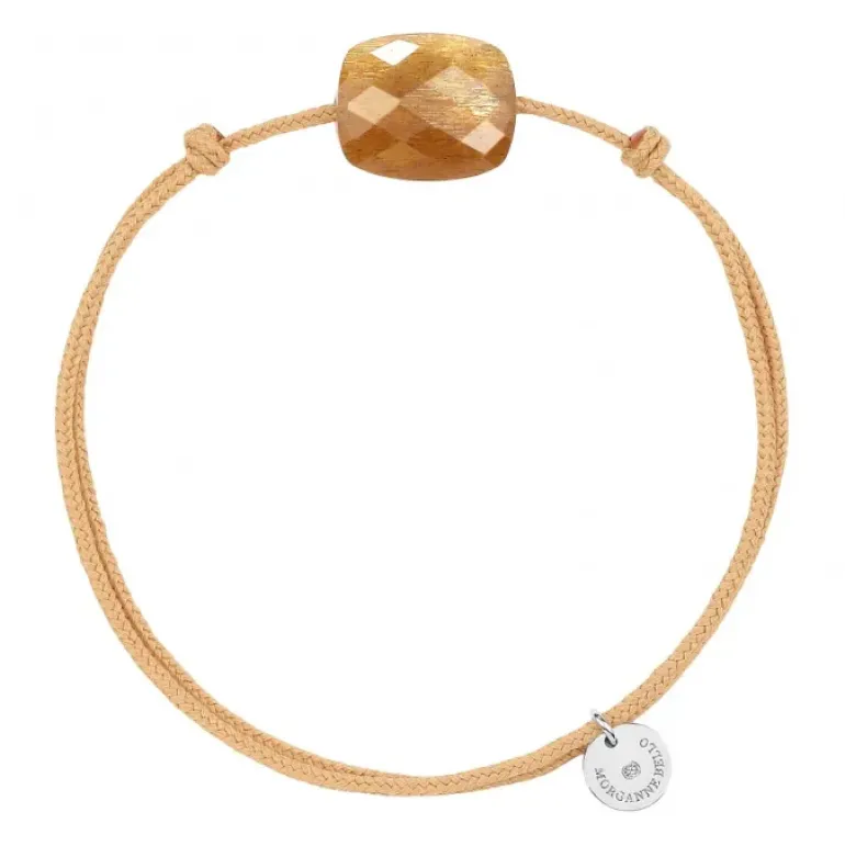 BRACELET CORDON BEIGE DORE COUSSIN PIERRE DE SOLEIL