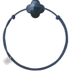BRACELET CORDON BLEU JEAN TREFLE PIETERSITE BLEUE
