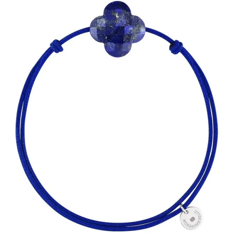 BRACELET CORDON BLEU ROI TREFLE LAPIS LAZULI