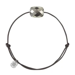 BRACELET CORDON CHOCOLAT COUSSIN PYRITE