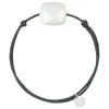 BRACELET CORDON GRIS COUSSIN OVERSIZE AGATE BLANCHE
