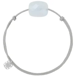 BRACELET CORDON GRIS SOURIS COUSSIN PIERRE DE LUNE ARC EN CIEL