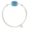 BRACELET CORDON GRIS SOURIS COUSSIN QUARTZ BLEU