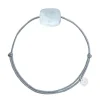 BRACELET CORDON GRIS SOURIS COUSSIN OVERSIZE OEIL DE CHAT