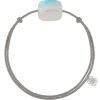 BRACELET CORDON GRIS SOURIS COUSSIN OVERSIZE PIERRE DE LUNE ARC EN CIEL