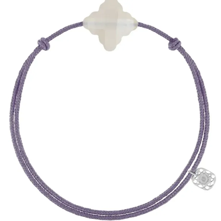 BRACELET CORDON MAUVE BAROQUE PIERRE DE LUNE BLANCHE