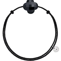 BRACELET CORDON NOIR TREFLE ONYX