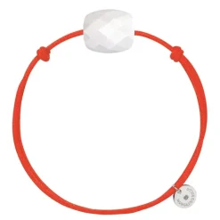 BRACELET CORDON ORANGE COUSSIN AGATE BLANCHE