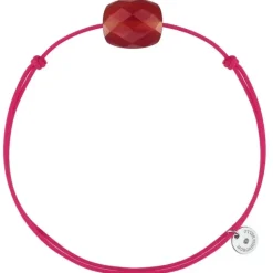 BRACELET CORDON ROSE FLUO COUSSIN QUARTZ ROUGE