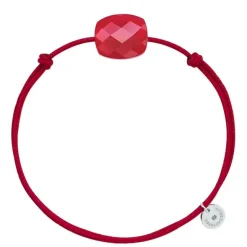 BRACELET CORDON ROUGE COUSSIN QUARTZ ROUGE
