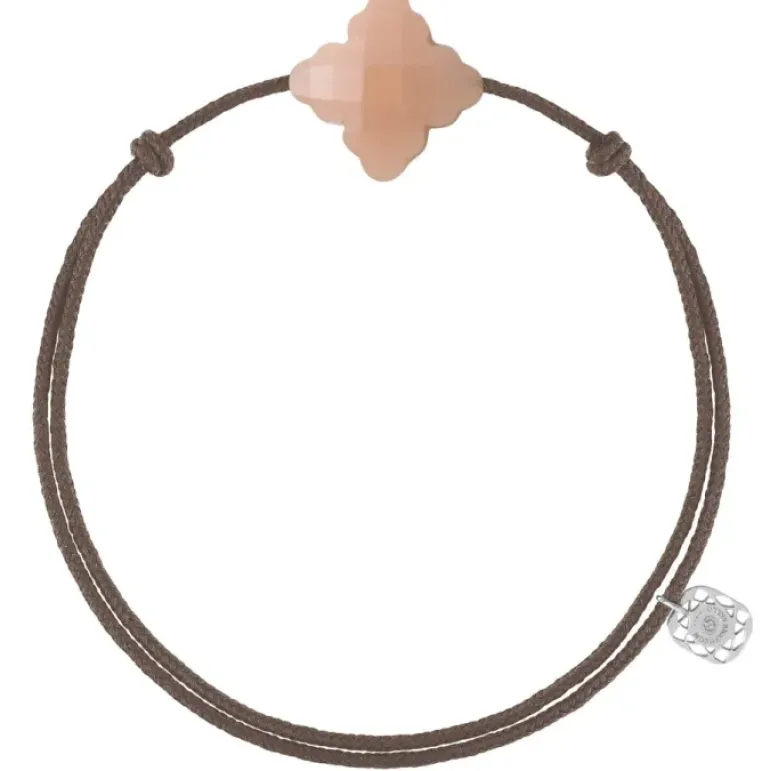 BRACELET CORDON TAUPE BAROQUE PIERRE DE LUNE PECHE