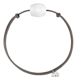 BRACELET CORDON TAUPE COUSSIN AGATE BLANCHE