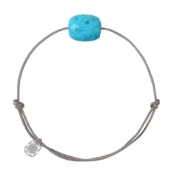 BRACELET CORDON TAUPE COUSSIN TURQUOISE