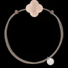 BRACELET CORDON TAUPE TREFLE PIERRE DE LUNE PÊCHE