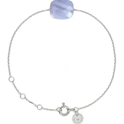 BRACELET OR BLANC COUSSIN AGATE BLEUE DENTELLE