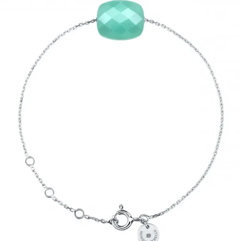 BRACELET OR BLANC COUSSIN AMAZONITE