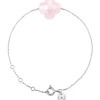 BRACELET OR BLANC TREFLE QUARTZ ROSE POUDRÉ
