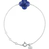 BRACELET OR BLANC TREFLE LAPIS LAZULI