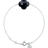 BRACELET OR BLANC TREFLE ONYX