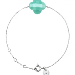 BRACELET OR BLANC TREFLE AMAZONITE