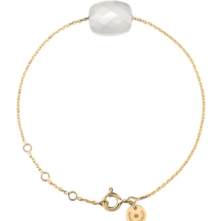 BRACELET OR JAUNE COUSSIN AGATE BLANCHE