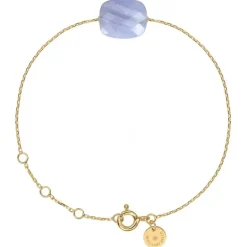 BRACELET OR JAUNE COUSSIN AGATE BLEUE DENTELLE