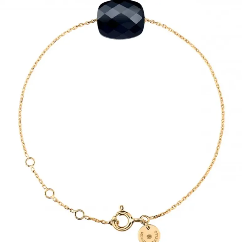 BRACELET OR JAUNE COUSSIN ONYX