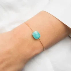 BRACELET OR JAUNE COUSSIN AMAZONITE